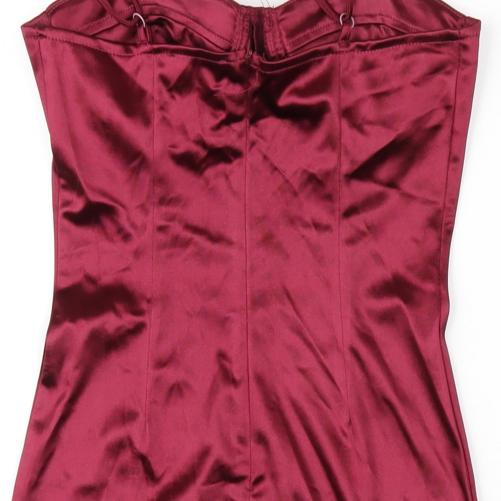 Rebellious Womens Red Polyester Bodycon Size 8 Sweetheart Zip