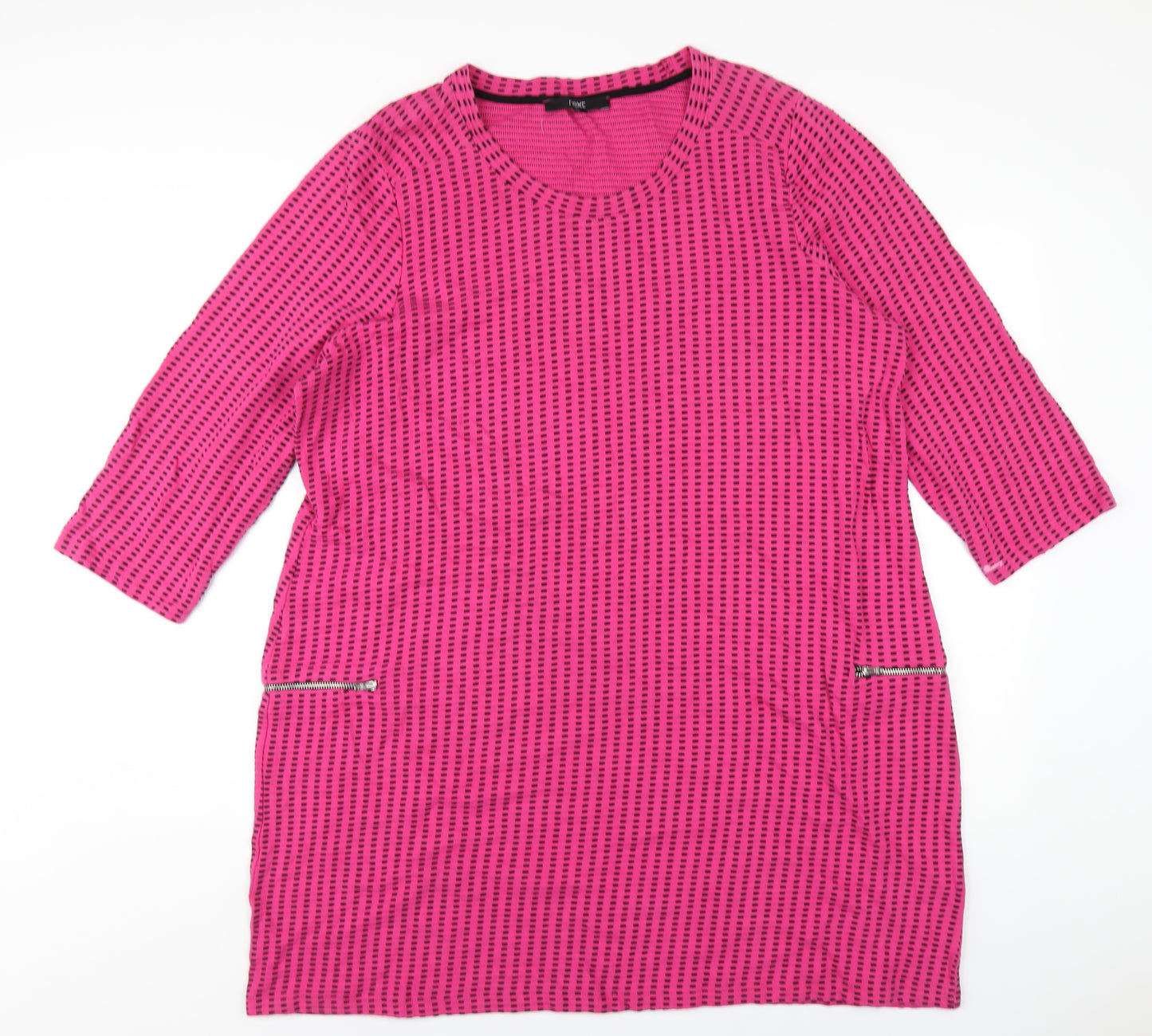 NEXT Womens Pink Geometric Cotton A-Line Size 22 Scoop Neck Pullover