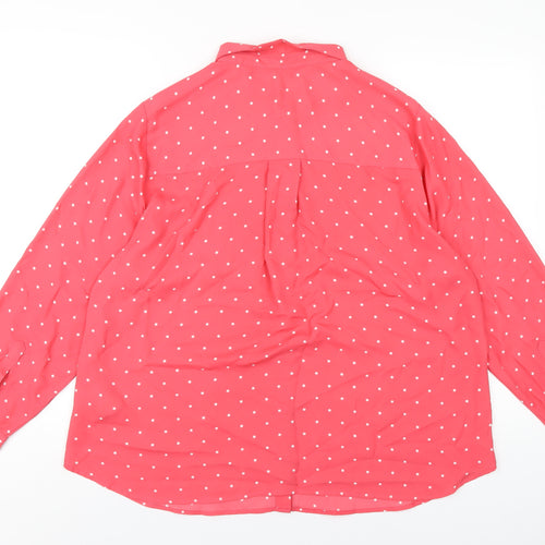 Marks and Spencer Womens Pink Polka Dot Polyester Basic Button-Up Size 18 Collared