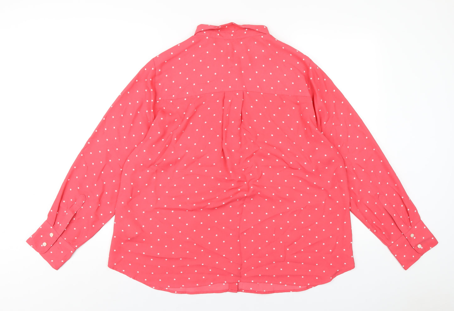 Marks and Spencer Womens Pink Polka Dot Polyester Basic Button-Up Size 18 Collared