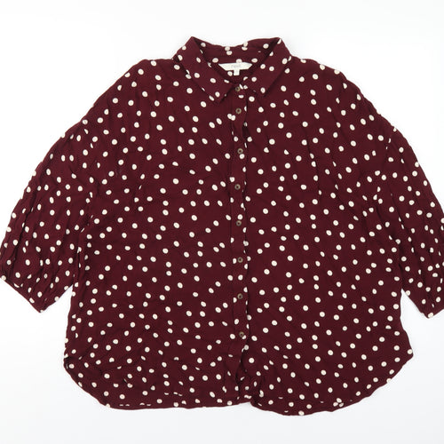 NEXT Womens Purple Polka Dot Viscose Basic Button-Up Size 12 Collared