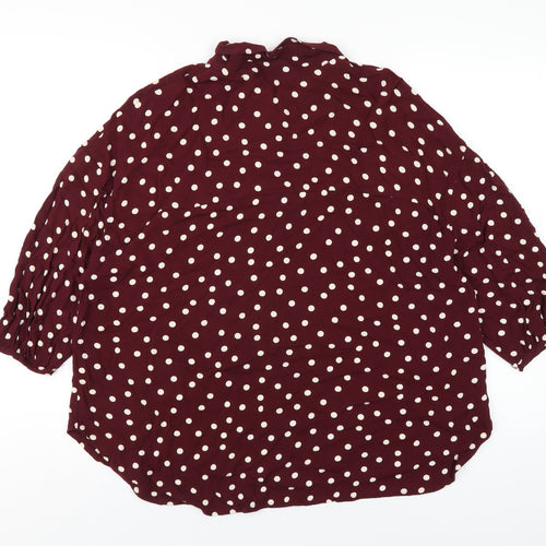NEXT Womens Purple Polka Dot Viscose Basic Button-Up Size 12 Collared