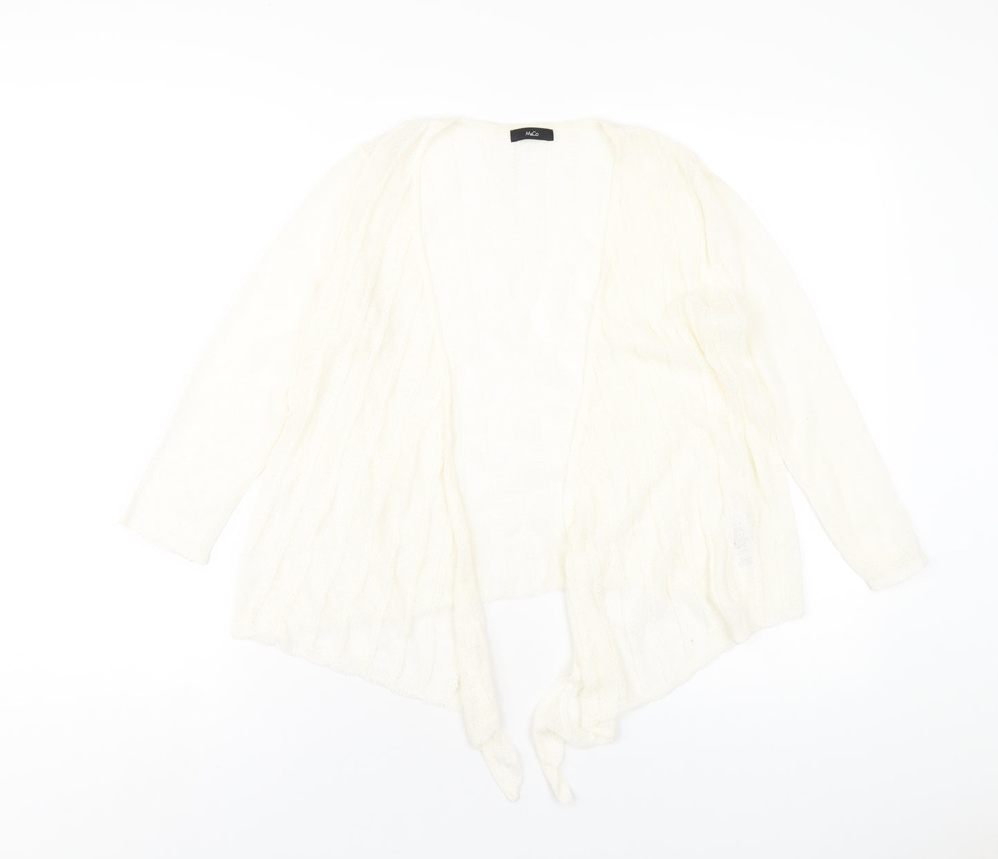 M&Co Womens Ivory V-Neck Acrylic Cardigan Jumper Size 10
