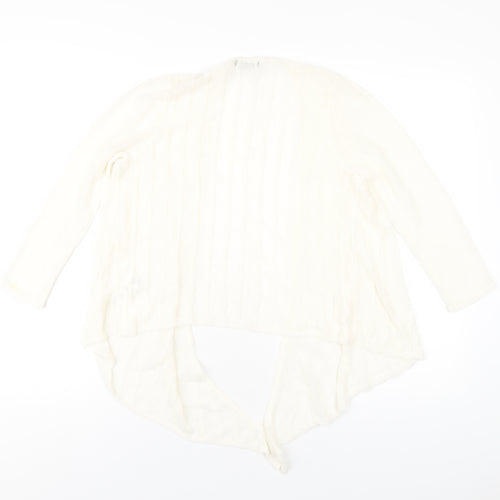 M&Co Womens Ivory V-Neck Acrylic Cardigan Jumper Size 10