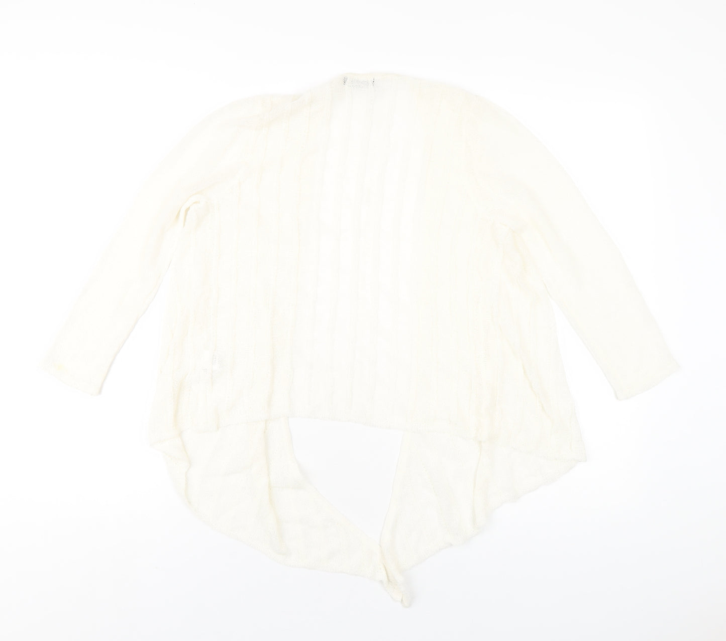 M&Co Womens Ivory V-Neck Acrylic Cardigan Jumper Size 10