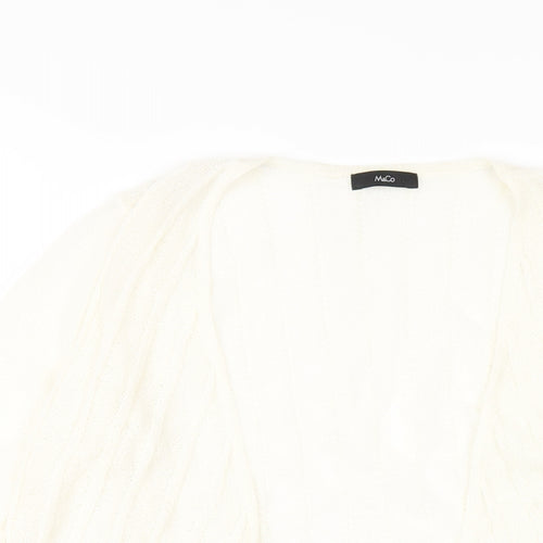 M&Co Womens Ivory V-Neck Acrylic Cardigan Jumper Size 10