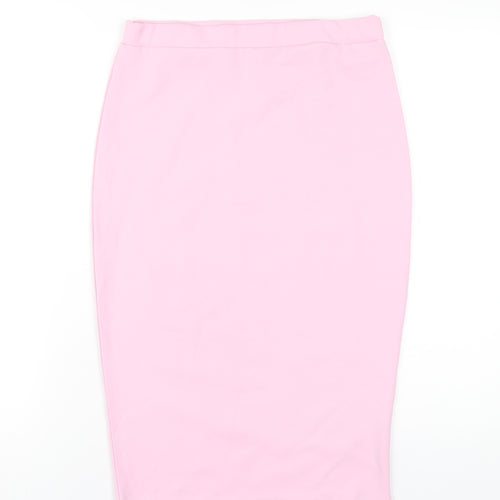 Fashionkilla Womens Pink Polyester Straight & Pencil Skirt Size 12