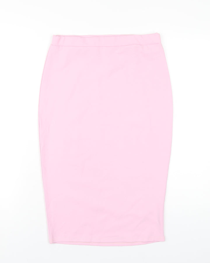 Fashionkilla Womens Pink Polyester Straight & Pencil Skirt Size 12