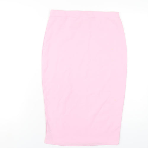Fashionkilla Womens Pink Polyester Straight & Pencil Skirt Size 12