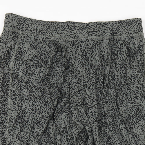 Marks and Spencer Womens Green Geometric Viscose Trousers Size 14 L27 in Regular