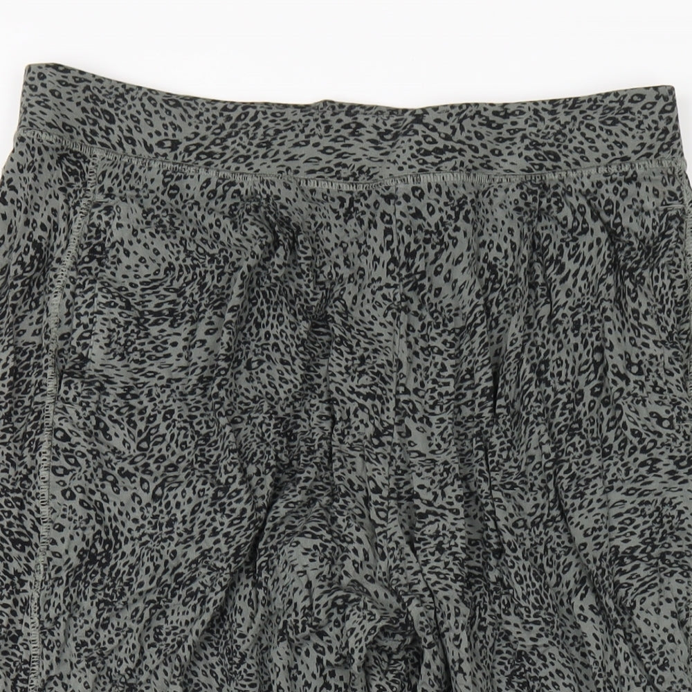 Marks and Spencer Womens Green Geometric Viscose Trousers Size 14 L27 in Regular