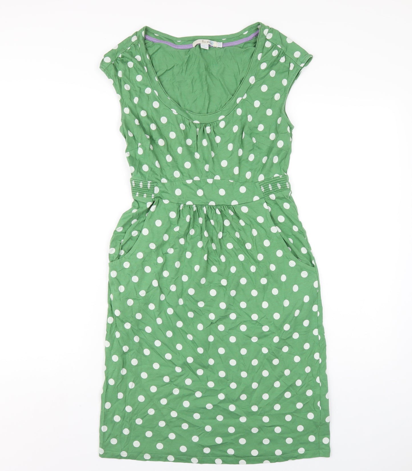 Boden Womens Green Polka Dot Modal A-Line Size 10 Scoop Neck Pullover