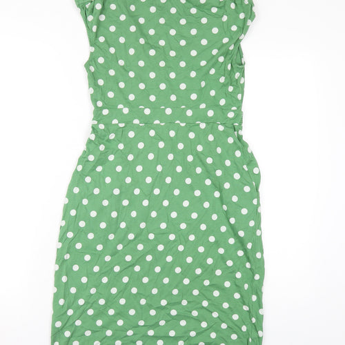 Boden Womens Green Polka Dot Modal A-Line Size 10 Scoop Neck Pullover