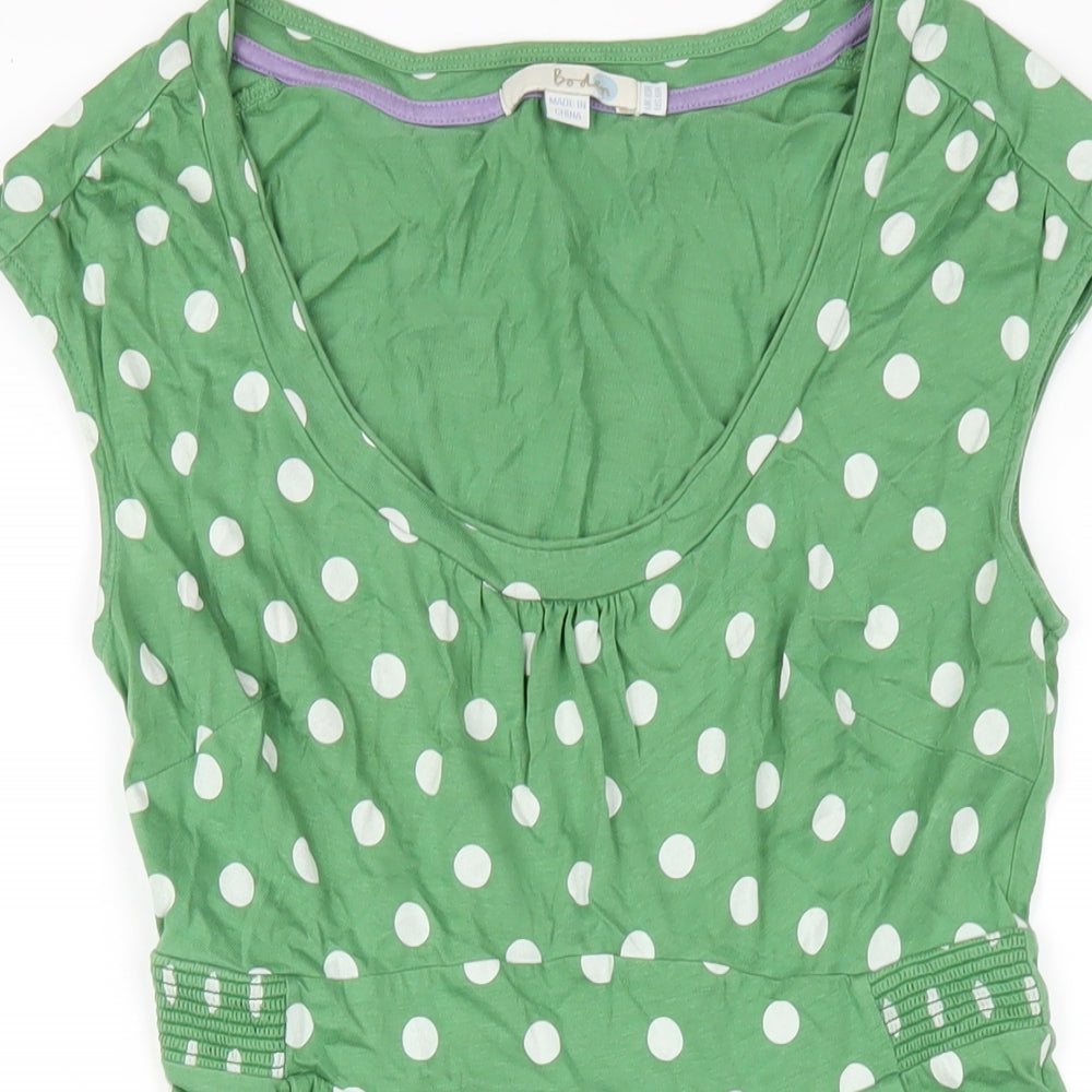Boden Womens Green Polka Dot Modal A-Line Size 10 Scoop Neck Pullover