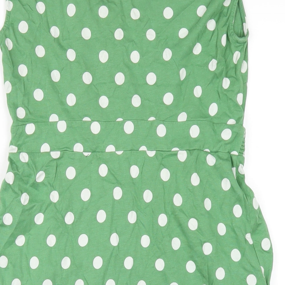 Boden Womens Green Polka Dot Modal A-Line Size 10 Scoop Neck Pullover
