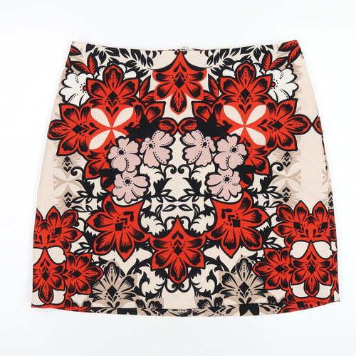 Hallhuber Womens Multicoloured Floral Polyester A-Line Skirt Size 12 Zip
