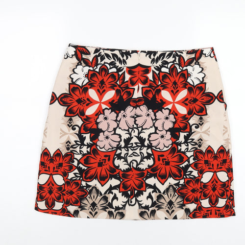 Hallhuber Womens Multicoloured Floral Polyester A-Line Skirt Size 12 Zip