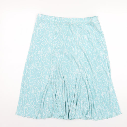 Amber Womens Blue Floral Polyester Pleated Skirt Size 16
