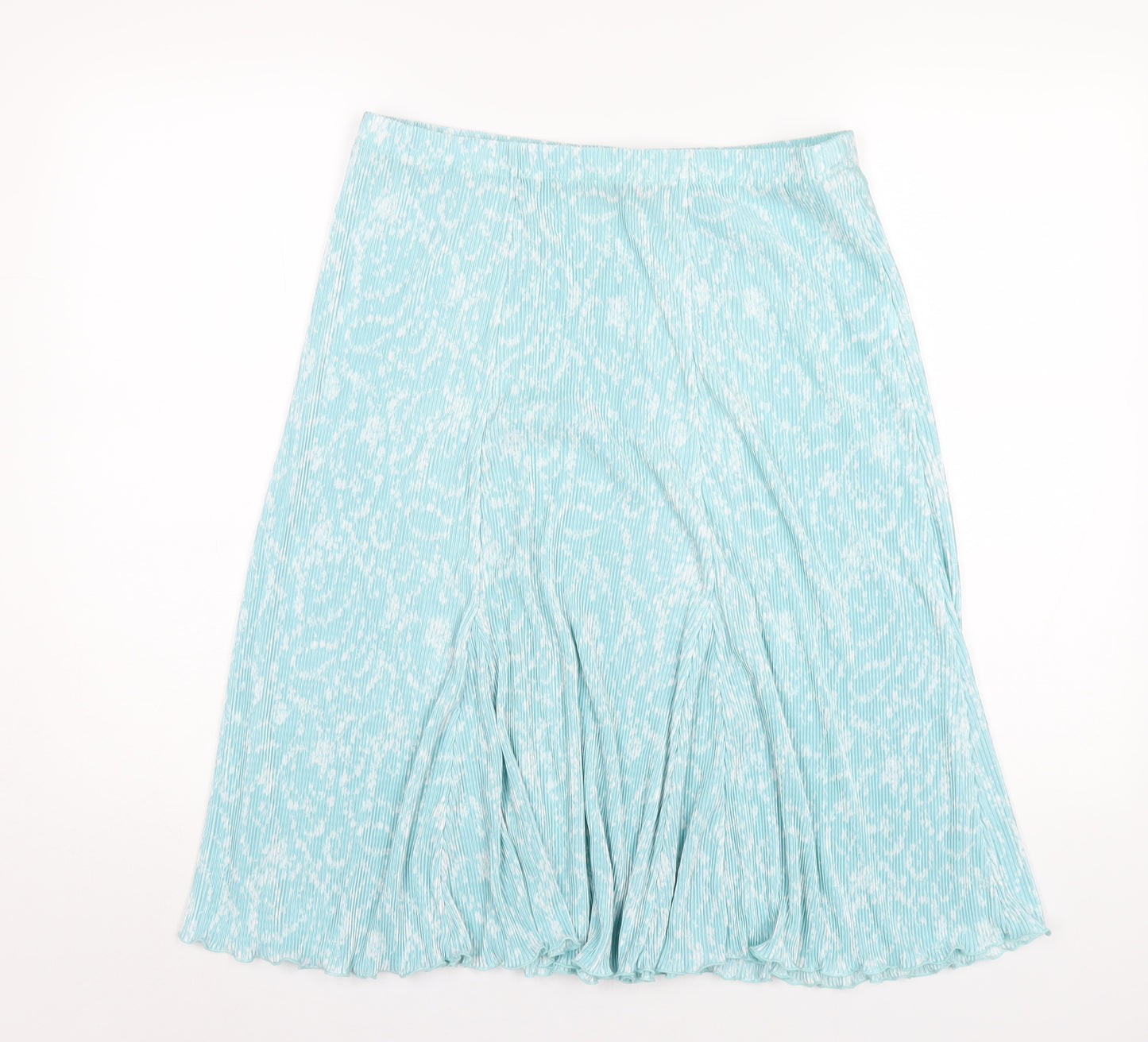 Amber Womens Blue Floral Polyester Pleated Skirt Size 16