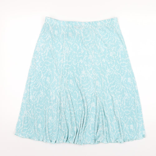 Amber Womens Blue Floral Polyester Pleated Skirt Size 16