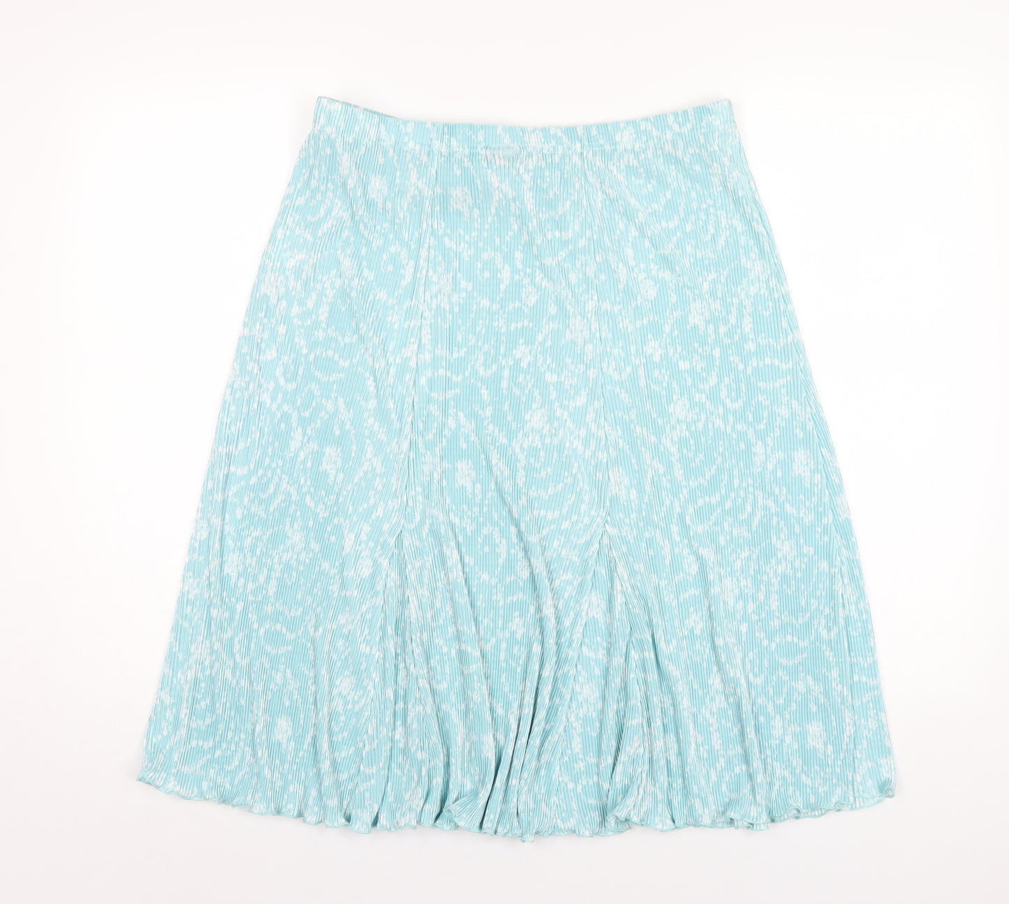 Amber Womens Blue Floral Polyester Pleated Skirt Size 16