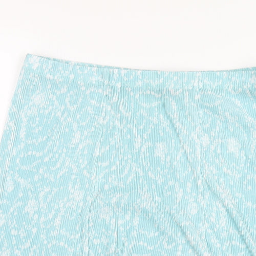 Amber Womens Blue Floral Polyester Pleated Skirt Size 16
