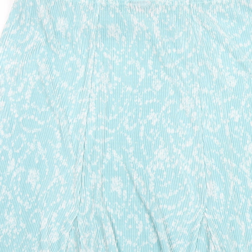 Amber Womens Blue Floral Polyester Pleated Skirt Size 16