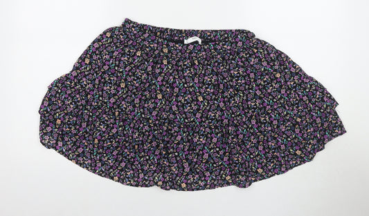 Marks and Spencer Girls Multicoloured Floral Polyester A-Line Skirt Size 13-14 Years Regular Pull On