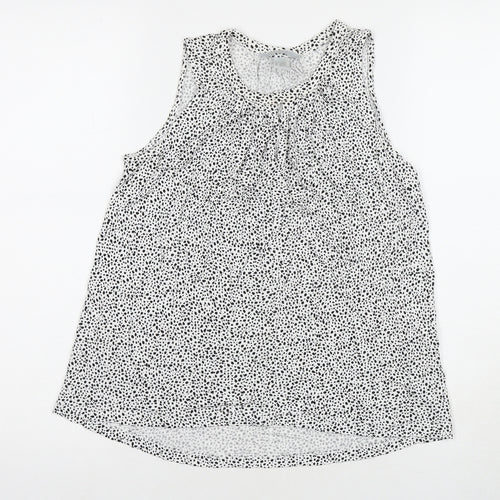 H&M Womens White Geometric Viscose Basic Tank Size XS Round Neck