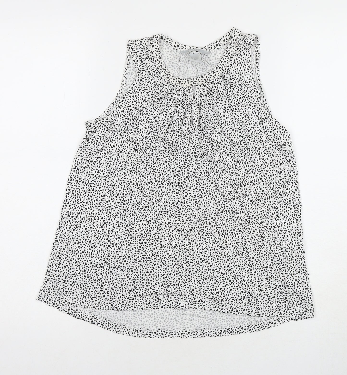 H&M Womens White Geometric Viscose Basic Tank Size XS Round Neck