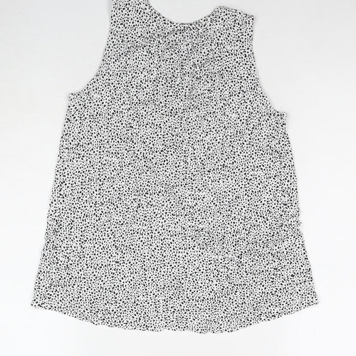 H&M Womens White Geometric Viscose Basic Tank Size XS Round Neck