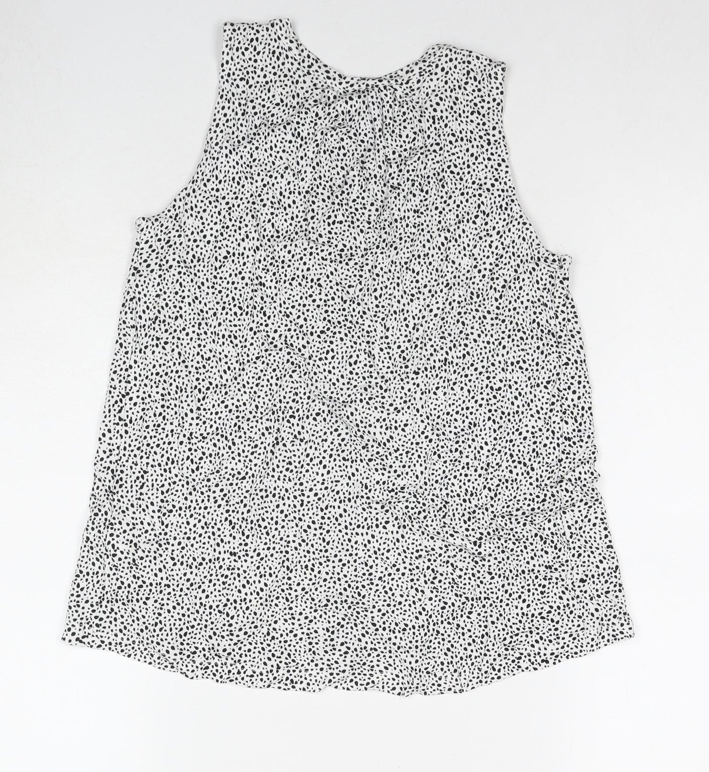 H&M Womens White Geometric Viscose Basic Tank Size XS Round Neck