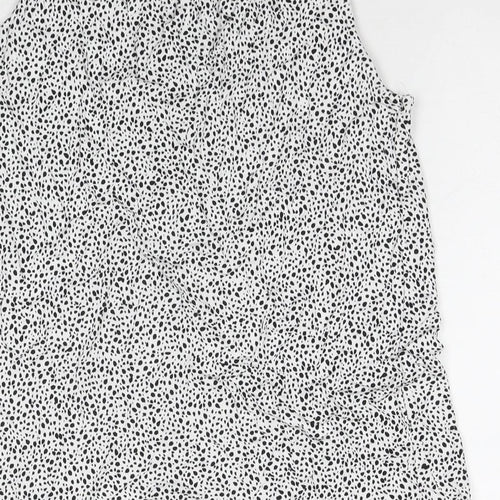 H&M Womens White Geometric Viscose Basic Tank Size XS Round Neck