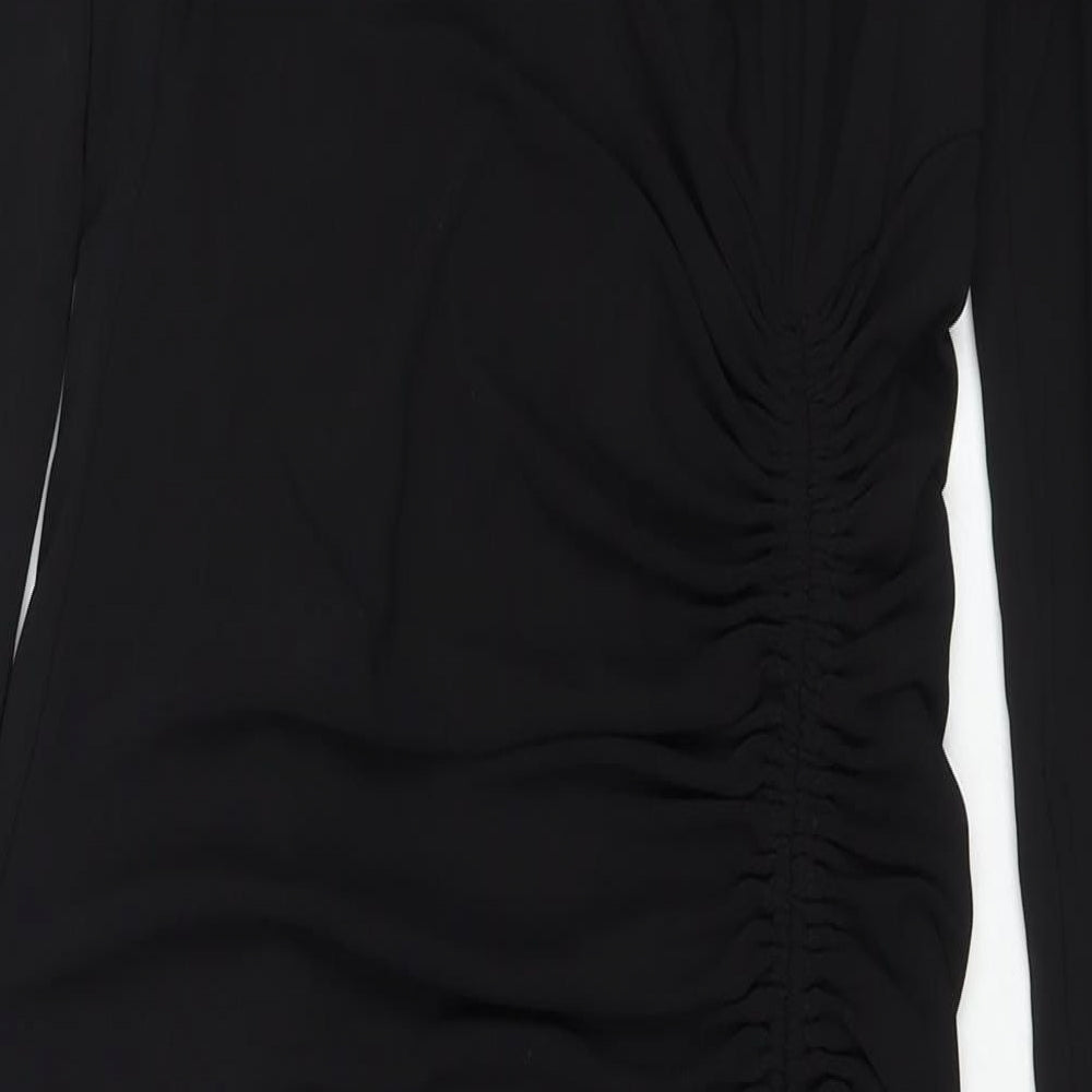 Zara Womens Black Polyester Maxi Size XL V-Neck Zip