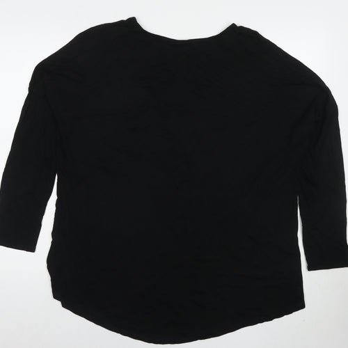 Wallis Womens Black Viscose Basic T-Shirt Size L Round Neck - Heart
