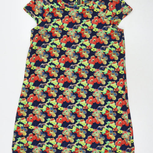River Island Womens Multicoloured Floral Polyester A-Line Size 10 Round Neck Zip