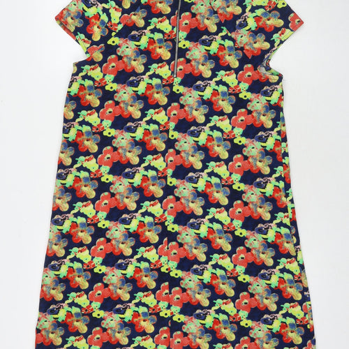 River Island Womens Multicoloured Floral Polyester A-Line Size 10 Round Neck Zip
