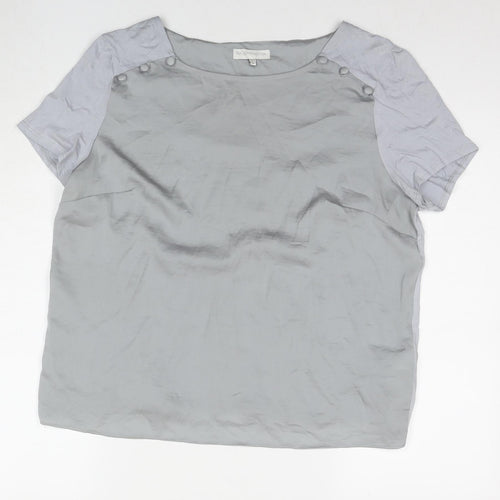 RJR.John Rocha Womens Grey Polyester Basic T-Shirt Size 16 Round Neck