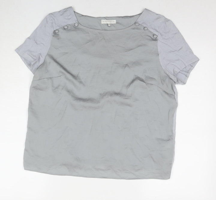 RJR.John Rocha Womens Grey Polyester Basic T-Shirt Size 16 Round Neck