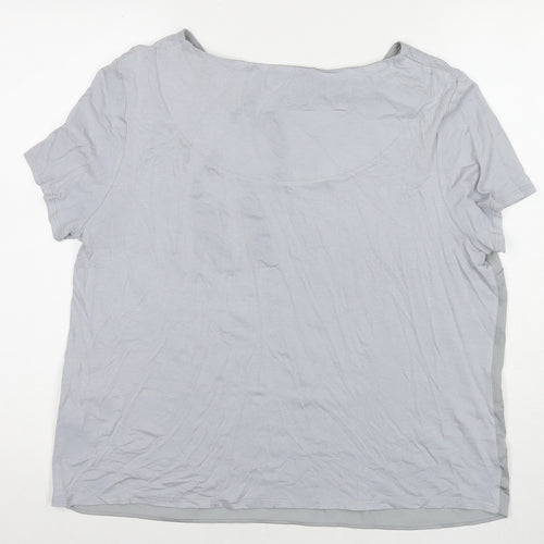 RJR.John Rocha Womens Grey Polyester Basic T-Shirt Size 16 Round Neck