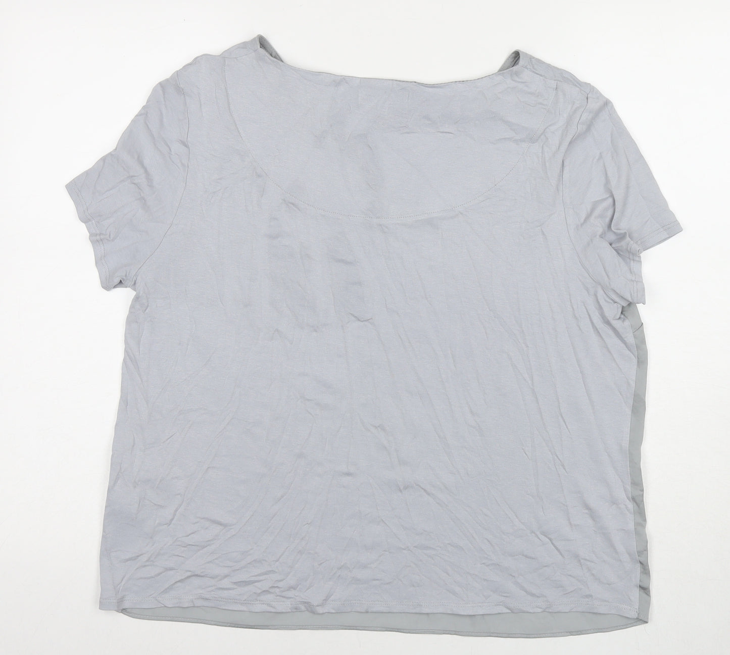 RJR.John Rocha Womens Grey Polyester Basic T-Shirt Size 16 Round Neck