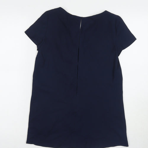 Zara Womens Blue Polyester Tunic T-Shirt Size XS V-Neck