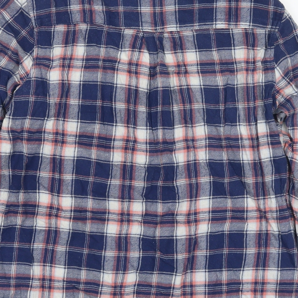 H&M Boys Blue Check Cotton Basic T-Shirt Size 13-14 Years Collared Button