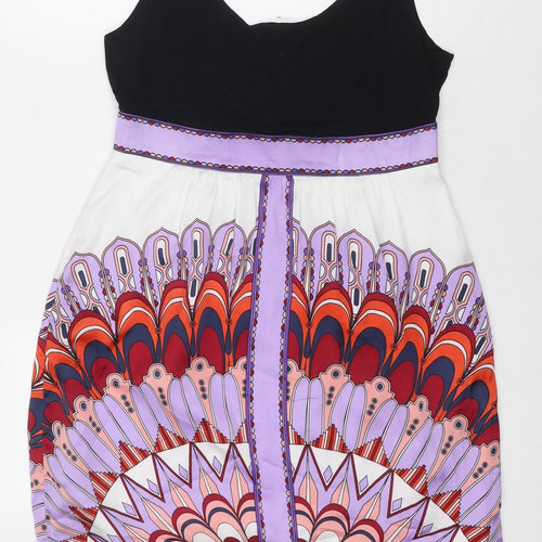 London Times Womens Multicoloured Geometric Polyester Tank Dress Size 12 Round Neck Pullover