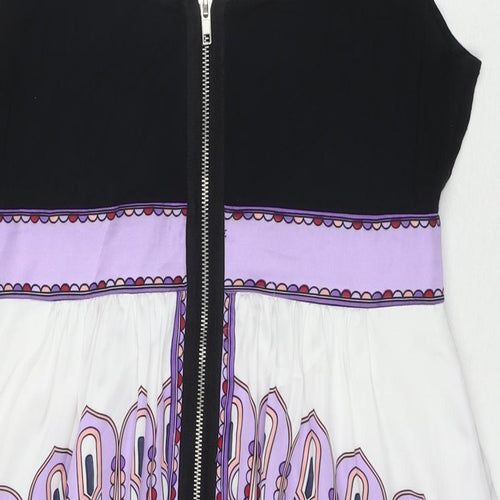London Times Womens Multicoloured Geometric Polyester Tank Dress Size 12 Round Neck Pullover