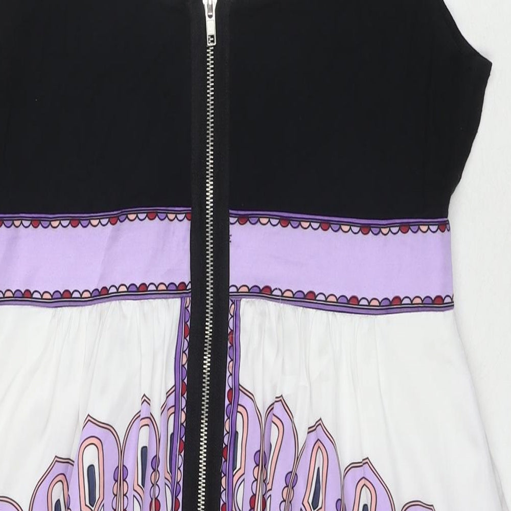 London Times Womens Multicoloured Geometric Polyester Tank Dress Size 12 Round Neck Pullover