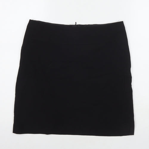 Marks and Spencer Womens Black Polyester A-Line Skirt Size 10 Zip