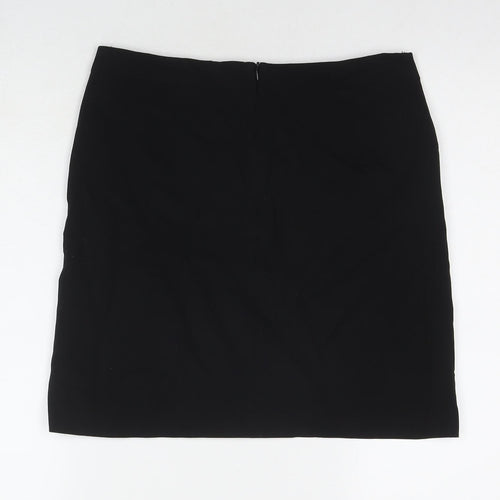 Marks and Spencer Womens Black Polyester A-Line Skirt Size 10 Zip