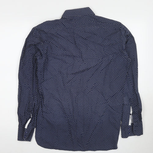 Marks and Spencer Mens Black Polka Dot Polyester Dress Shirt Size 15.5 Collared Button - Collar 15.5''