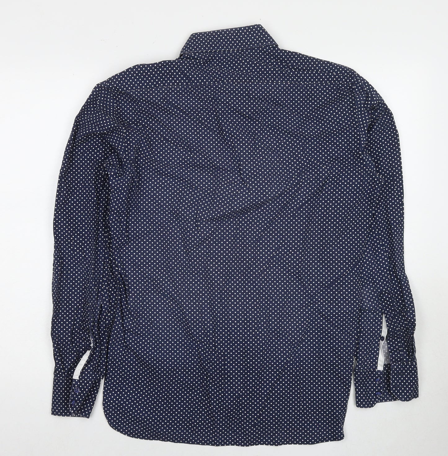 Marks and Spencer Mens Black Polka Dot Polyester Dress Shirt Size 15.5 Collared Button - Collar 15.5''